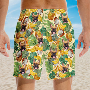 Short de plage hawaïen personnalisé avec photo « A Little Vitamin Sea » pour chien et chat, motif tropical Aloha, pour homme - Cadeau idéal pour les vacances d'été, les anniversaires et les amoureux des animaux.