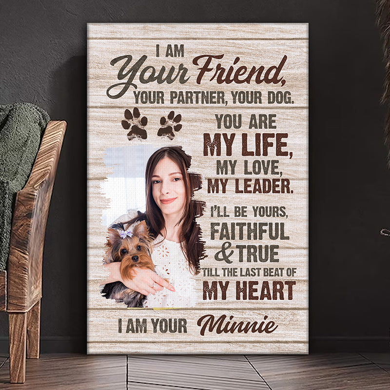 Photo personnalisée « Je promets d'être ton meilleur ami » - Toile verticale personnalisée pour chien - Cadeau pour les propriétaires et les amoureux des animaux