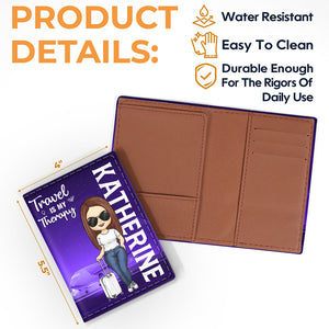 Voyager est ma thérapie - Protection de passeport personnalisée, étui à passeport - Cadeau pour les amoureux du voyage
