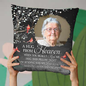 Photo personnalisée « Quand tu me manques, je suis toujours avec toi » - Coussin personnalisé commémoratif - Cadeau de Noël, cadeau de condoléances pour les membres de la famille
