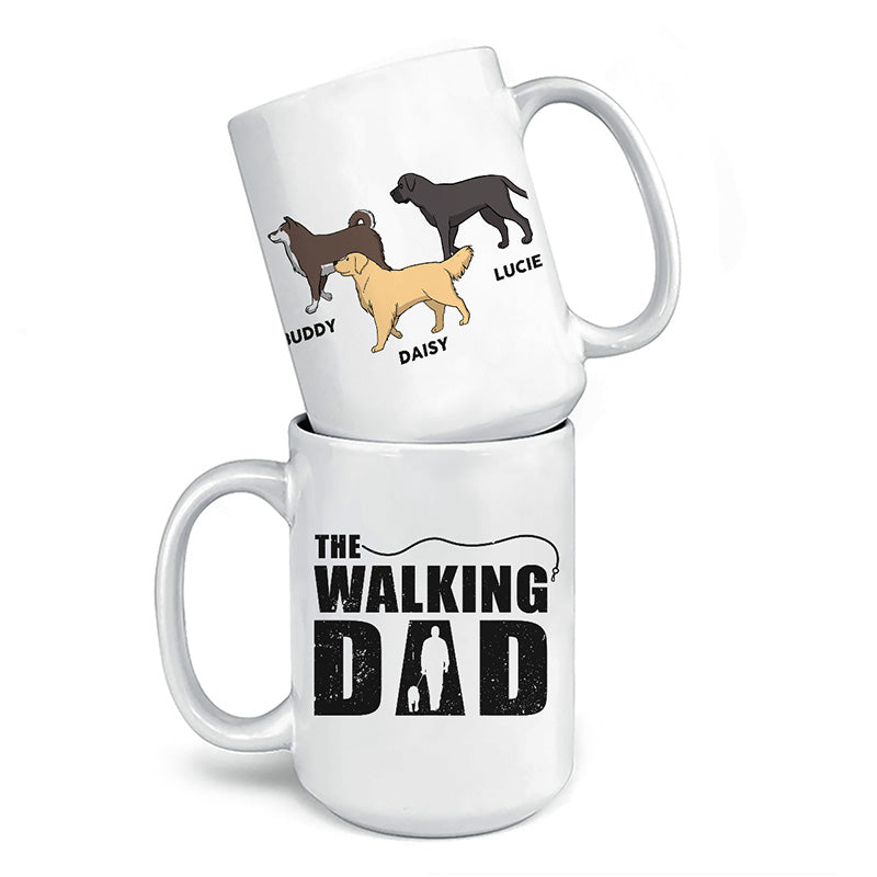 Mug personnalisé « The Walking Dad » avec chien – Cadeau pour les propriétaires et les amoureux des animaux
