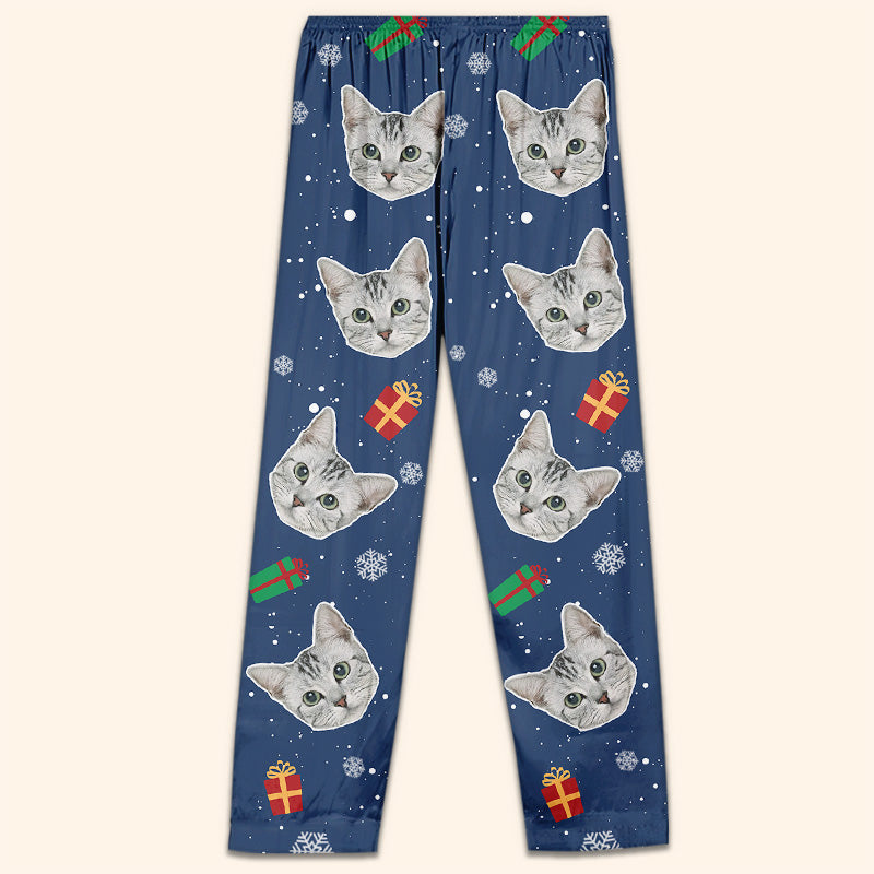 Pyjama personnalisé avec photo de moi et mes animaux de compagnie - Pantalon de pyjama personnalisé avec photo de visage pour chien et chat - Nouveauté, cadeau de Noël pour les propriétaires et les amoureux des animaux