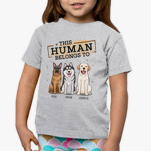 T-shirt personnalisé pour enfant avec chien « Kid Belongs To Me » – Cadeau pour enfant, propriétaire d'animaux et amoureux des animaux