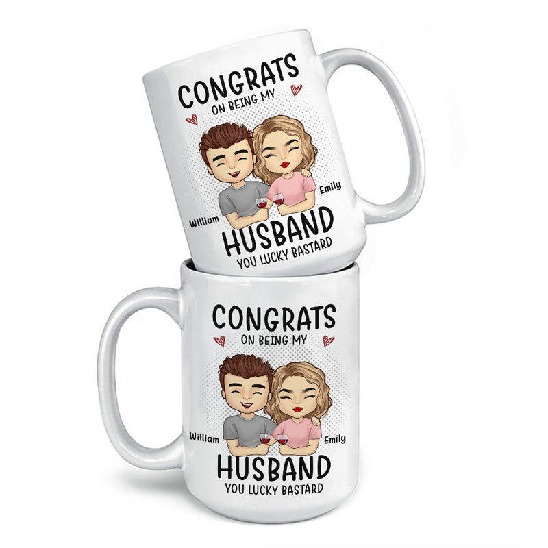 Félicitations pour être devenu mon petit ami ! Mug personnalisé pour couple ! Cadeau pour mari et femme, anniversaire