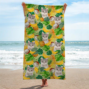 Serviette de plage personnalisée avec photo « Heure sur l'île » - Cadeau pour les vacances d'été, les anniversaires et les fêtes à la piscine, pour les propriétaires et les amoureux des animaux