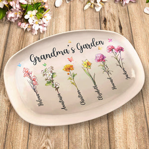 Le joli jardin de grand-mère - Plateau personnalisé pour la famille - Cadeau pour grand-mère