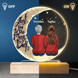 Nous t'aimons jusqu'à la lune et retour - Lumière LED 3D ronde personnalisée commémorative - Cadeau de condoléances, cadeau pour les membres de la famille