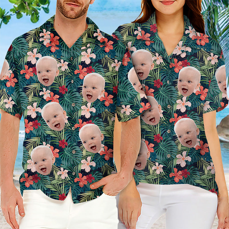 Photo personnalisée « Tu m'as eu à Aloha » - Chemise hawaïenne tropicale unisexe personnalisée pour la famille - Cadeau de vacances d'été, cadeau pour les membres de la famille