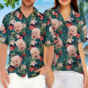 Photo personnalisée « Tu m'as eu à Aloha » - Chemise hawaïenne tropicale unisexe personnalisée pour la famille - Cadeau de vacances d'été, cadeau pour les membres de la famille