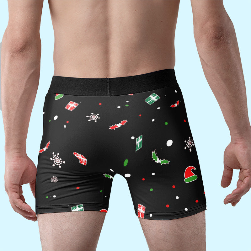 Boxer personnalisé avec photo « Je l'ai léché » - Cadeau de Noël pour petit ami, mari, anniversaire
