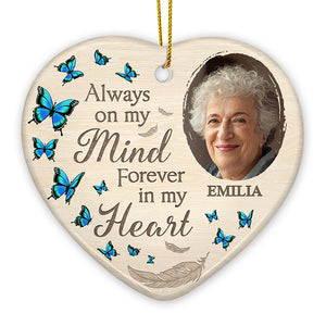 Custom Photo In Loving Memory - Memorial Personalized Custom Ornament - Ceramic Heart Shaped - Christmas Gift, Sympathy Gift For Family Members