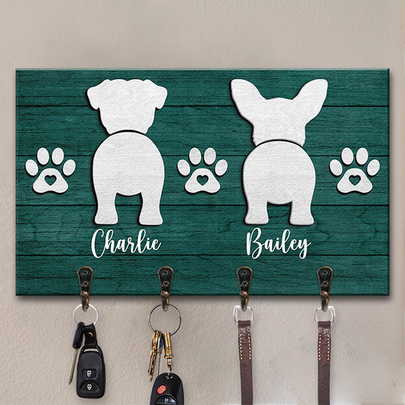 Aucune maison n'est complète sans les empreintes de pattes d'un chiot - Porte-clés rectangulaire personnalisé pour chien, porte-clés - Cadeau pour les propriétaires d'animaux et les amoureux des animaux