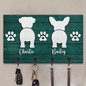Aucune maison n'est complète sans les empreintes de pattes d'un chiot - Porte-clés rectangulaire personnalisé pour chien, porte-clés - Cadeau pour les propriétaires d'animaux et les amoureux des animaux