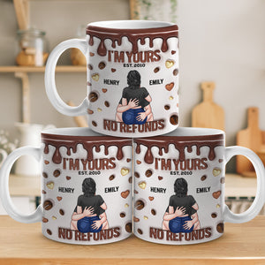 Je suis à toi pour toujours, aucun remboursement ! Mug personnalisé avec effet gonflé en 3D pour couple ! Cadeau pour mari et femme, anniversaire