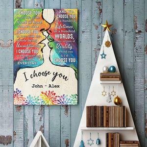 Je te choisis pour vivre avec toi - Affiche verticale personnalisée pour couple - Cadeau pour couple