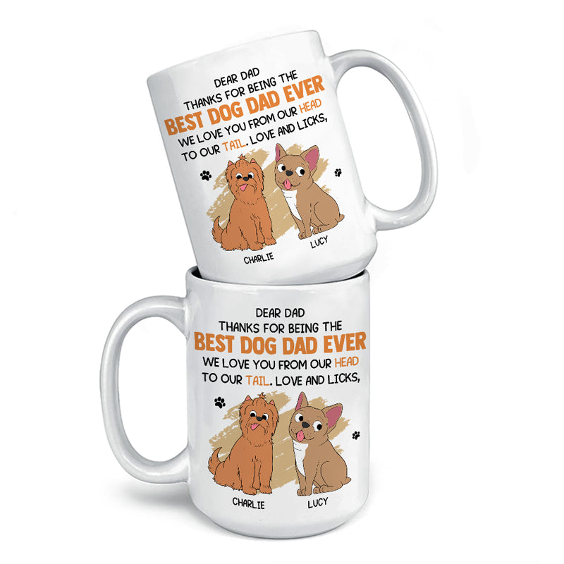 Je t'aime de la tête aux pieds - Mug personnalisé pour chien - Fête des pères, cadeau pour les propriétaires d'animaux et les amoureux des animaux