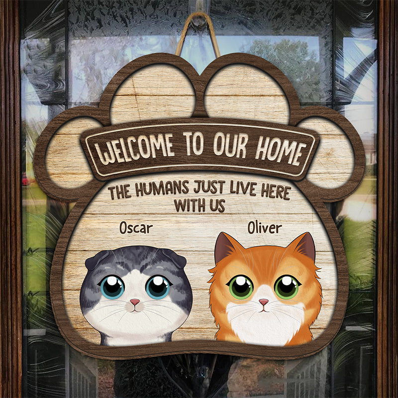 Bienvenue chez Meow House - Panneau en bois personnalisé en forme de chat - Cadeau de pendaison de crémaillère pour les propriétaires et les amoureux des animaux