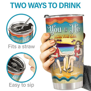 Je t'aime jusqu'à la plage et retour - Verre personnalisé pour couple - Cadeau pour mari et femme, anniversaire