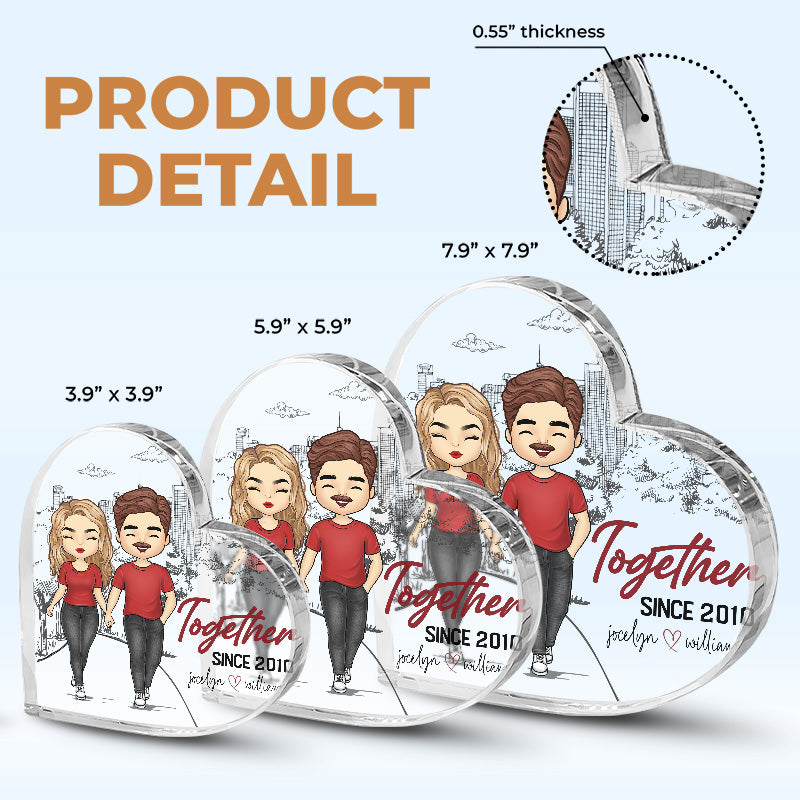 Heureux ensemble depuis - Plaque acrylique personnalisée en forme de cœur pour couple - Cadeau pour mari et femme, anniversaire