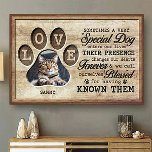 Custom Photo Walk Beside Us Every Day - Dog & Cat Personalized Custom Horizontal Home Decor Poster - House Warming Gift For Pet Owners, Pet Lovers