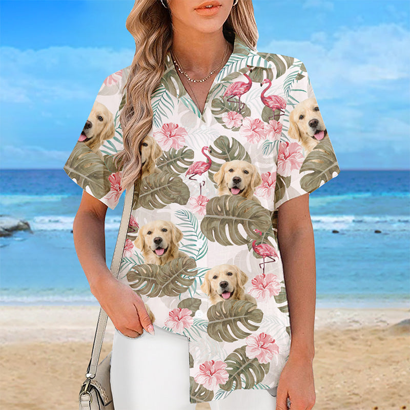 T-shirt hawaïen tropical unisexe personnalisé avec photo « L'été approche » pour chien et chat - Cadeau vacances d'été, cadeau pour propriétaires d'animaux et amoureux des animaux