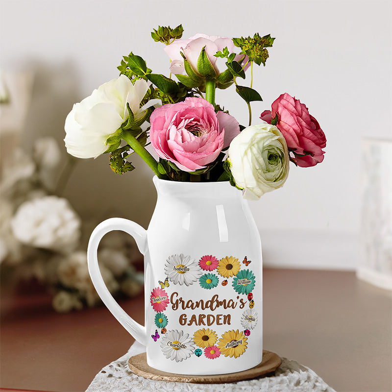 L'amour grandit dans le jardin de grand-mère - Vase à fleurs personnalisé pour la décoration intérieure familiale - Cadeau de pendaison de crémaillère pour maman et grand-mère