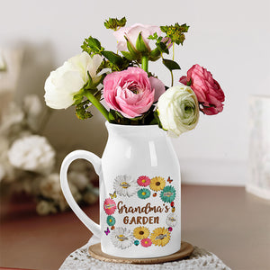L'amour grandit dans le jardin de grand-mère - Vase à fleurs personnalisé pour la décoration intérieure familiale - Cadeau de pendaison de crémaillère pour maman et grand-mère