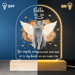 Photo personnalisée « Tu resteras toujours dans mon cœur » – Lampe LED 3D personnalisée en forme de mémorial – Cadeau de condoléances, cadeau pour les propriétaires d'animaux et les amoureux des animaux