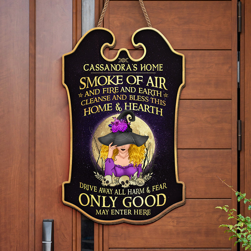 Sky Above Earth Below Peace Within - Personalized Custom Shaped Home Decor Witch Wood Sign - Halloween Gift For Witches, Yourself