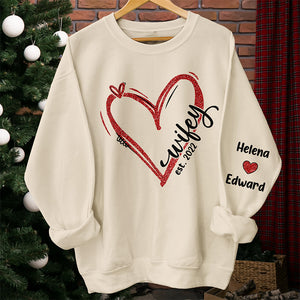 Mon partenaire, mon amour, ma femme - Sweat-shirt unisexe personnalisé avec motif sur la manche - Cadeau pour mari, femme, anniversaire