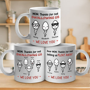 Maman, merci de ne pas nous avoir avalés - Mug personnalisé pour la famille - Cadeau de fête des mères, d'anniversaire pour maman