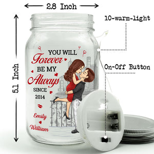 Tu es la lumière de ma vie - Lampe personnalisée en pot Mason pour couple - Cadeau pour mari et femme, anniversaire