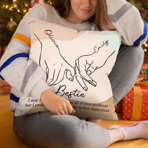 Notre amitié est infinie - Coussin personnalisé Bestie - Cadeau de Noël pour meilleures amies, meilleures amies, sœurs
