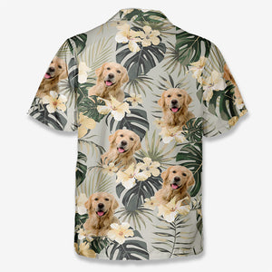 T-shirt hawaïen tropical unisexe personnalisé avec photo « Mélodie de l'été » pour chien et chat - Cadeau idéal pour les vacances d'été, les propriétaires d'animaux et les amoureux des animaux.