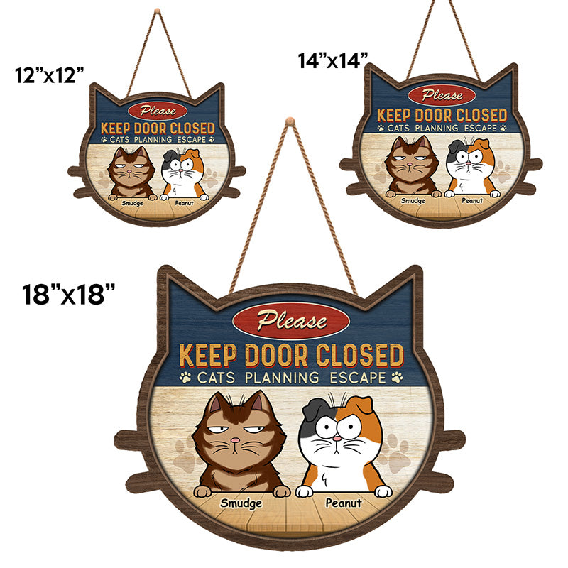 Chats prévoyant une évasion - Panneau en bois personnalisé en forme de chat - Cadeau de pendaison de crémaillère pour propriétaires et amoureux des animaux