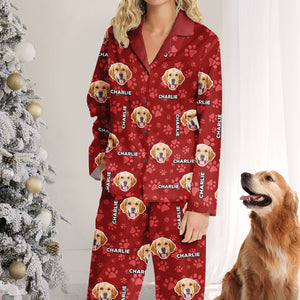 Pyjama personnalisé avec photo de chat : le monde est roi ! Pyjama personnalisé avec photo de visage pour chien et chat ! Cadeau de Noël pour les propriétaires et les amoureux des animaux.