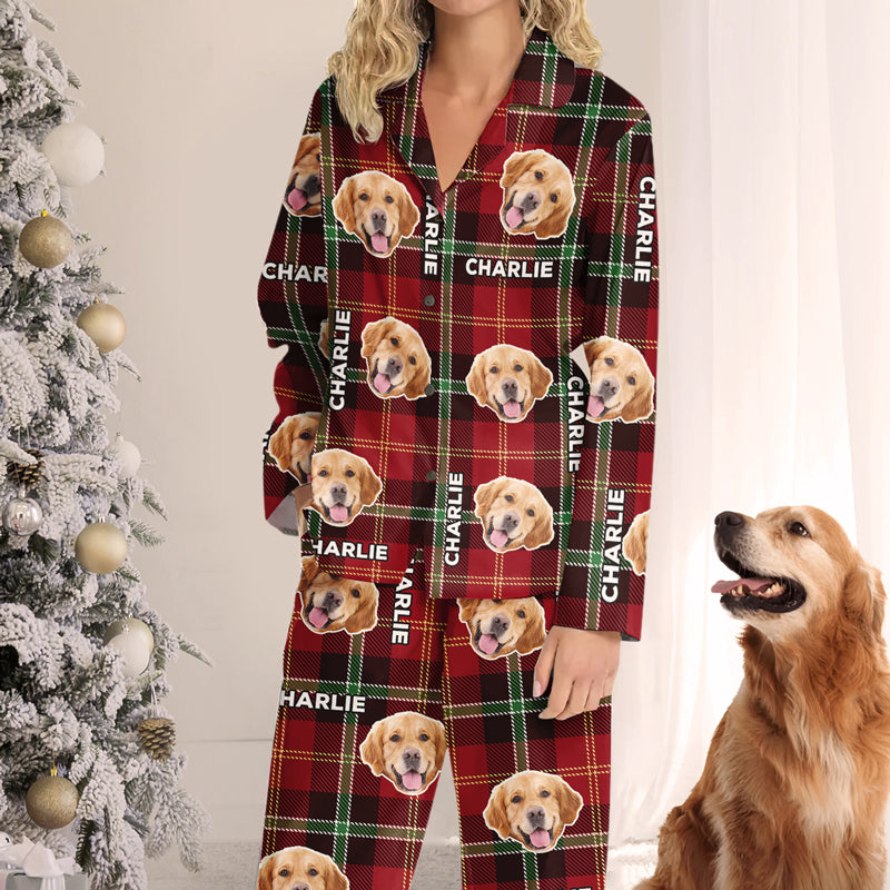 Pyjama personnalisé avec photo de carlins et de bisous - Cadeau de Noël pour les propriétaires et les amoureux des animaux
