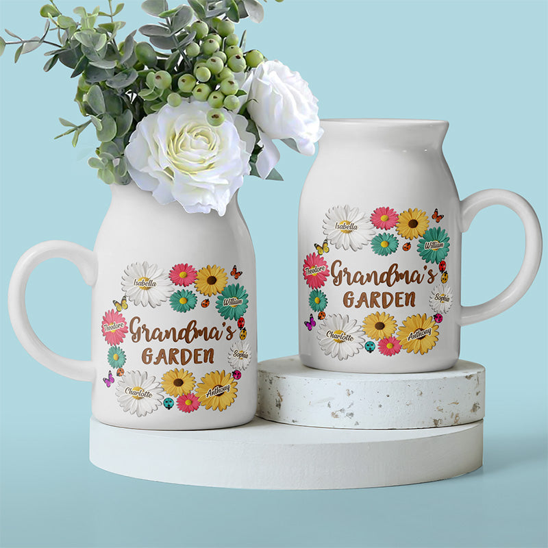 L'amour grandit dans le jardin de grand-mère - Vase à fleurs personnalisé pour la décoration intérieure familiale - Cadeau de pendaison de crémaillère pour maman et grand-mère