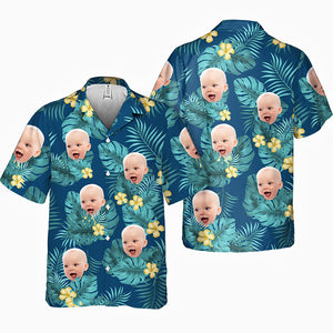 T-shirt hawaïen unisexe personnalisé avec photo « Heure d'été » - Cadeau idéal pour les vacances d'été, pour les membres de la famille