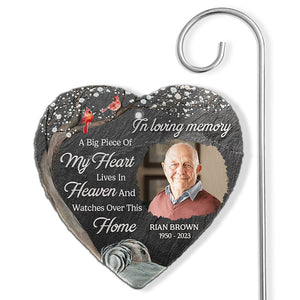 Photo personnalisée Pas un jour ne passe sans que vous ne nous manquiez - Mémorial personnalisé en forme de cœur, ardoise de jardin et crochet - Cadeau de condoléances pour les membres de la famille