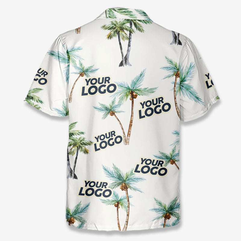 T-shirt hawaïen unisexe personnalisé avec photo « Seek To Sea More » et logo d'entreprise - Cadeau idéal pour les vacances d'été, les collègues et les membres de l'équipe