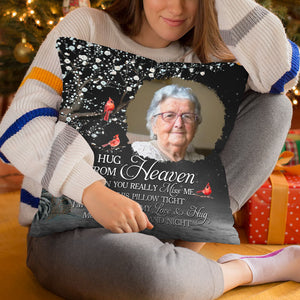 Photo personnalisée « Quand tu me manques, je suis toujours avec toi » - Coussin personnalisé commémoratif - Cadeau de Noël, cadeau de condoléances pour les membres de la famille