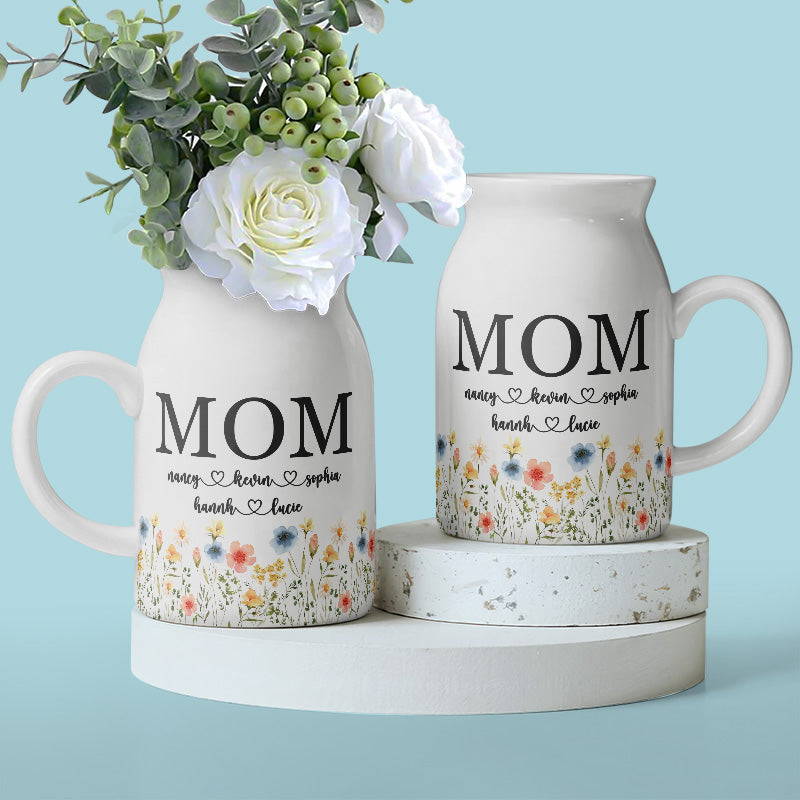 Passer du temps en famille est un cadeau - Vase à fleurs personnalisé pour la décoration intérieure - Cadeau de fête des mères, de pendaison de crémaillère pour maman et grand-mère