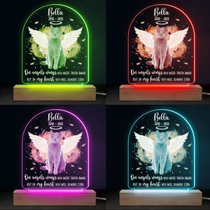 Photo personnalisée « Tu resteras toujours dans mon cœur » – Lampe LED 3D personnalisée en forme de mémorial – Cadeau de condoléances, cadeau pour les propriétaires d'animaux et les amoureux des animaux