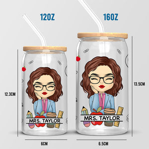 Teach Love Inspire - Tasse en verre personnalisée pour enseignant, tasse à café glacé - Cadeau pour enseignant, rentrée scolaire
