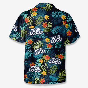 T-shirt hawaïen unisexe personnalisé avec logo tropical et photo personnalisée - Cadeau idéal pour les vacances d'été, les collègues et les membres de l'équipe