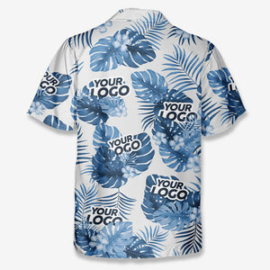 T-shirt hawaïen unisexe personnalisé avec photo et logo d'entreprise - Cadeau idéal pour les vacances d'été, les collègues et les membres de l'équipe