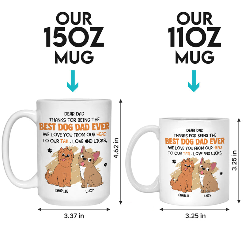 Je t'aime de la tête aux pieds - Mug personnalisé pour chien - Fête des pères, cadeau pour les propriétaires d'animaux et les amoureux des animaux