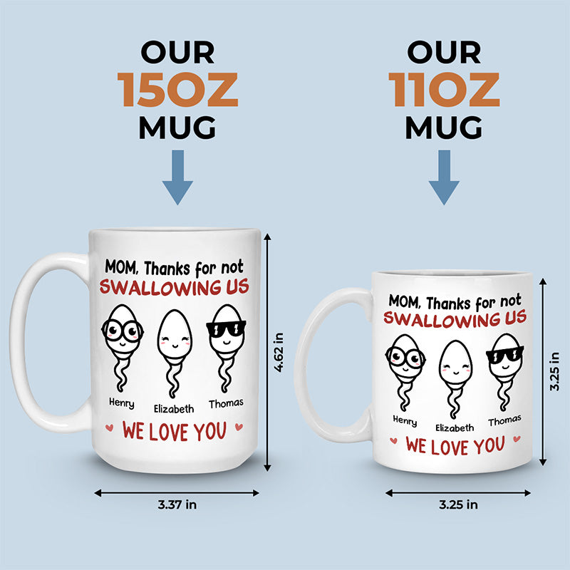 Maman, merci de ne pas nous avoir avalés - Mug personnalisé pour la famille - Cadeau de fête des mères, d'anniversaire pour maman