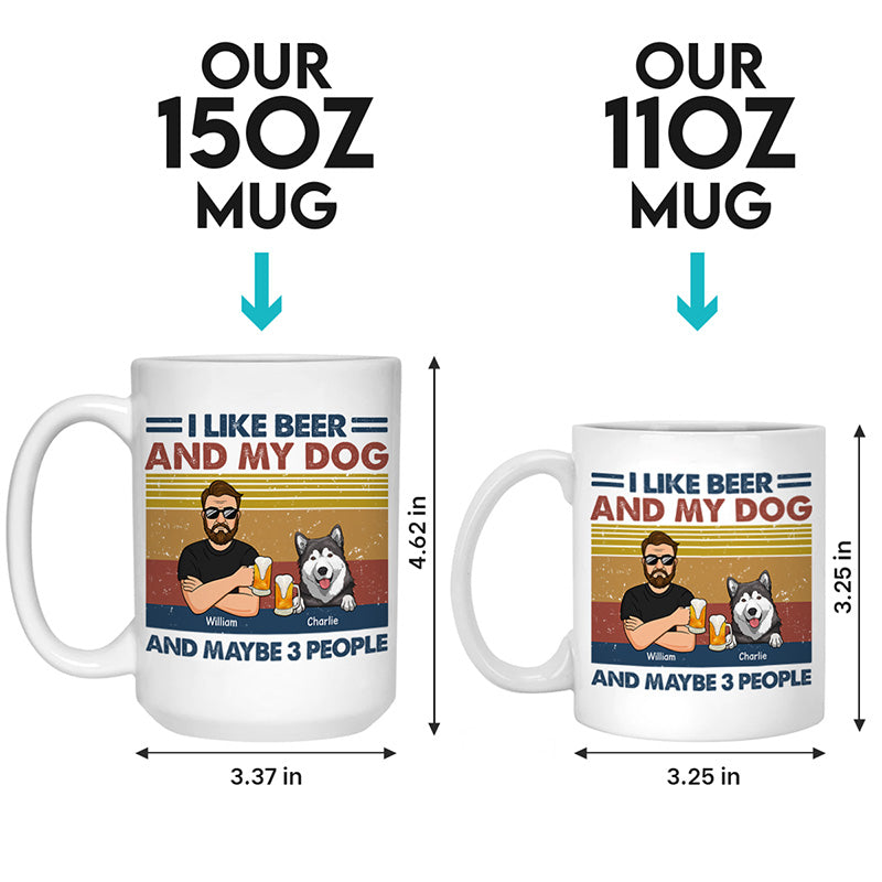J'aime la bière et mon chien - Mug personnalisé pour chien - Cadeau pour les propriétaires d'animaux et les amoureux des animaux